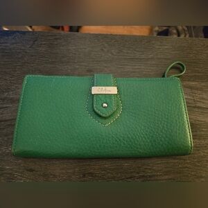 Cole Haan Clutch Wallet In Green Leather